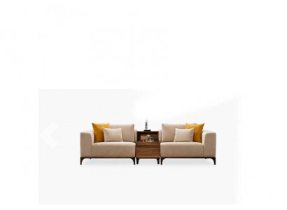 Luxus Wunnzëmmer Sofa Modernen Design Holz mat Textilien Zweisëtzer