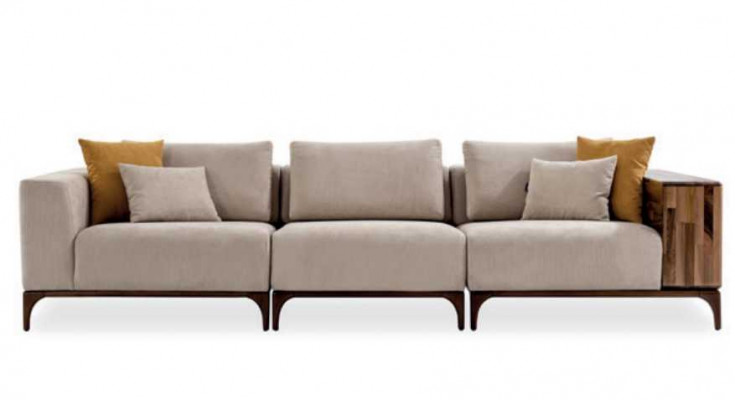 Luxus Wunnzëmmer Sofa Modernen Design Holz mat Textilien Dräsëtzer