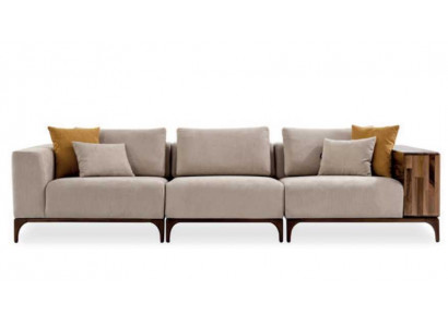 Luxus Wunnzëmmer Sofa Modernen Design Holz mat Textilien Dräsëtzer