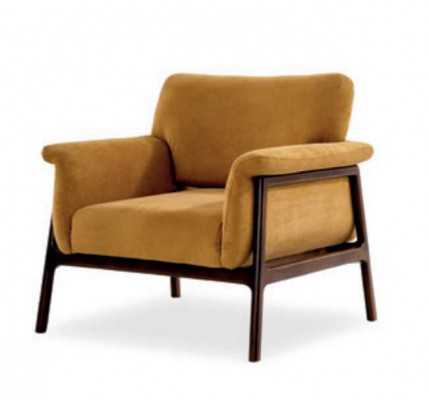 Seessel Fir Wunnzëmmer Luxus Modernen Design Holz mat Textil Lounge Club