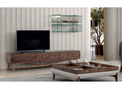 Wunnzëmmer TV-Stänner mat 2x Wandregal Luxus Design Sideboard Wunnwand