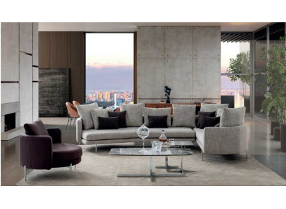 Wunnzëmmer Set 4+3+1 Sëtzer modern 3tlg Sofagarnitur Sëtzkëssen Miwwelen