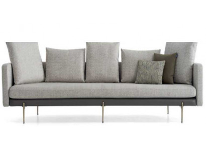 Modern 4-Sëtzer Sofa a groer Faarf fir d'Wunnzëmmer Polstere Stoff Dräisëtzer Canapé.