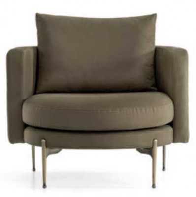 Fautteuil fir Wunnzëmmer modernen Design Holz mat Textil Rond Lounge Club