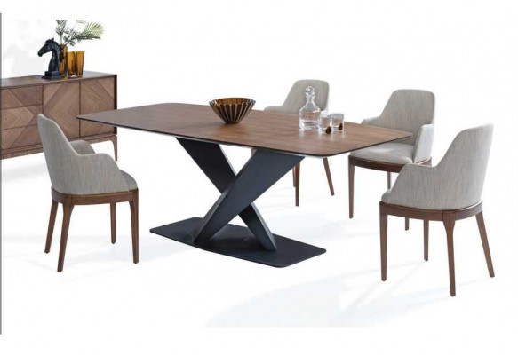 Luxus Set Fir Iesszëmmer 5tlg Dësch 4x Still mat Anrichte Dëscher Holz