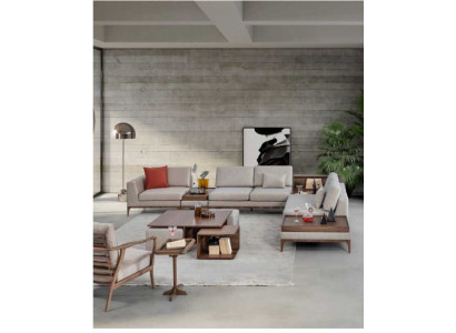 Wunnzëmmer Eckcouch L-Form Holz Eckgarnitur Sofa Couchen Luxus Miwwelen