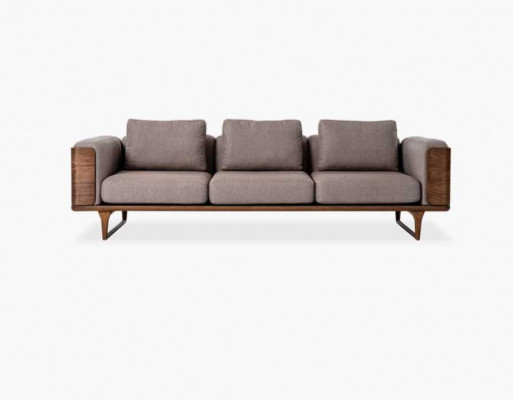 Luxus Wunnzëmmer Canapé Modernen Design Holz mat Textilien 270cm Grouss Canapéen