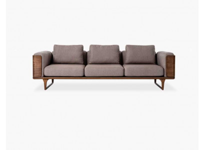 Luxus Wunnzëmmer Canapé Modernen Design Holz mat Textilien 270cm Grouss Canapéen