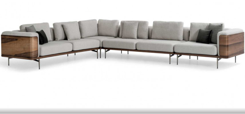 Wunnenzëmmer Eckcanapé L-Form Holz Modern mat Luxus Design Eckgarnitur