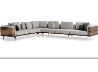 Wunnenzëmmer Eckcanapé L-Form Holz Modern mat Luxus Design Eckgarnitur