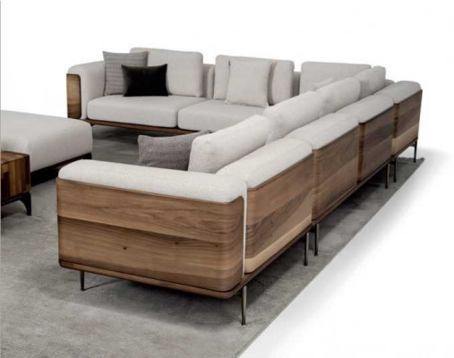 Wunnenzëmmer Eckcanapé L-Form Holz Modern mat Luxus Design Eckgarnitur