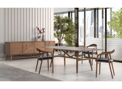 Luxus Set Iesszëmmer 6tlg Iessgarnitur Iessgrupp Set Dësch 4x Still mat Anrichte