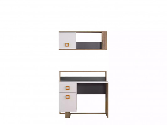 Kannerzëmmer Schreifdësch Set 2 Stécker Regal Computer Holz Wäiss