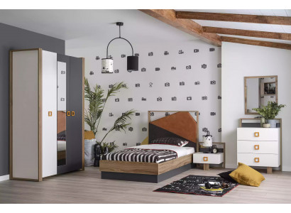 Garnitur Bett Schlofzëmmer Kannerzëmmer Set Miwwelen Gro 5-Deel Holz Nei