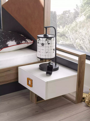 Komplett Bett Kannermeubelen Kannergbett Kannergzëmmer Holz Gri Set 4 Deeler