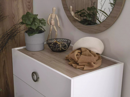 Grupp Kommode mat Spigel Kommoden Holz Wäiss Schlofzëmmer Schaf Set