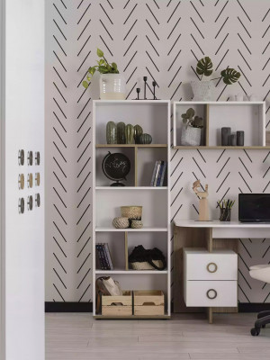 Kannerbürosdësch Schreifdësch Bicherregal Holz Wäiss Set 3-deel Design