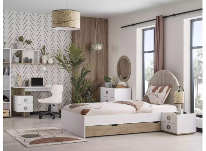 Bettgestell Kannerbett Kannermeubelen Kannerzëmmer Bett Holz Wäiss Modern