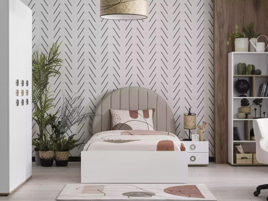 Bettgestell Kannerbett Kannermeubelen Kannerzëmmer Bett Holz Wäiss Modern