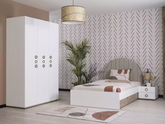 Bettgestell Kannerbett Kannermeubelen Kannerzëmmer Bett Holz Wäiss Modern