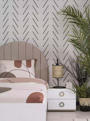 Kannermeubelen Kannerzëmmer Jugendbett Garnitur Bett Holz Wäiss Set 3-Stéck