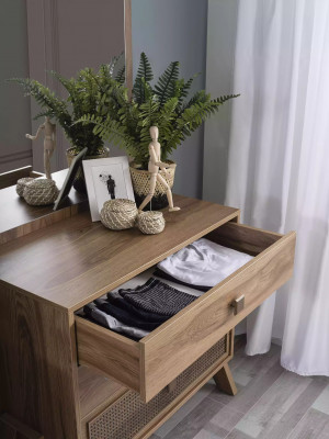 Komplett Schaf mat Spigel Holz Braun 2-Deel Kannerzëmmer Schaf