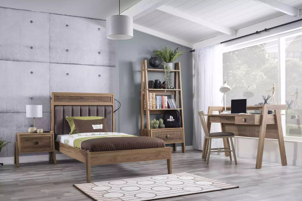 Bettrahmen Kannersmiwwelen Bett Holz Brong Jugendbett 100 cm Klassesch