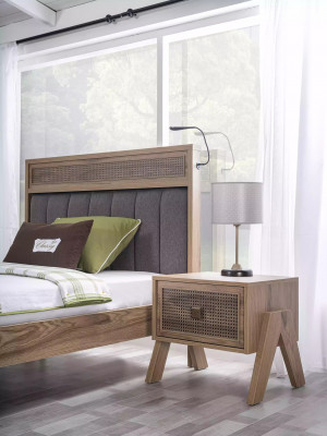 Kannerzëmmer Komplett Bettgestell Kanner Miwwelen Bett Holz Braun Set 4 Deeler