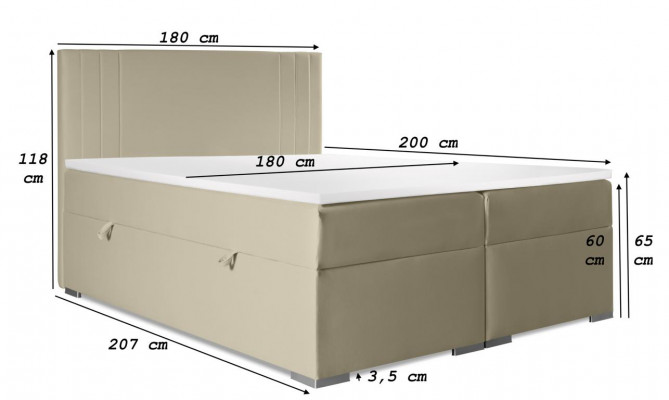 Duebelbett Polster Schlofkummer Bett Modern Miwwelen Polsterbett Boxspringbett