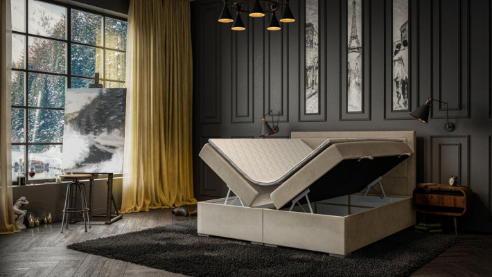 Luxus Schlofzëmmer Bett Duebel Gepolstert Bett Modern Design Miwwelen Boxspringbett