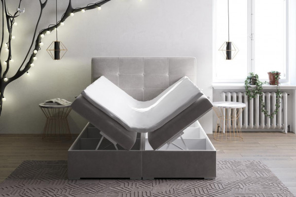 Bett Schlofzëmmer Luxus Textil Miwwelen Gepolstert Miwwelen Stil Boxspringbett