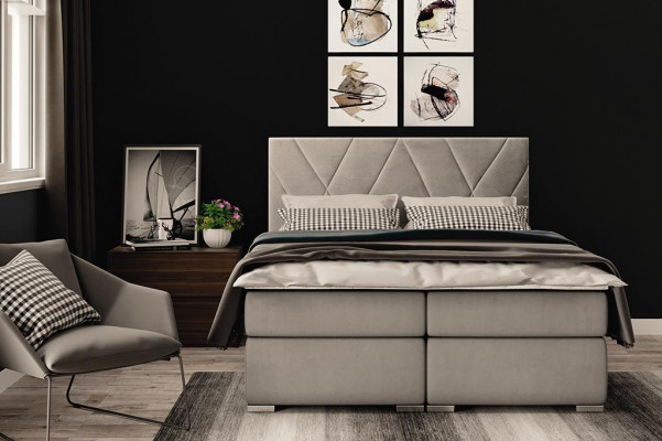 Luxus Schlofkummer Bett Polster Stoffdesign duebel Bett Miwwelen Boxspringbett