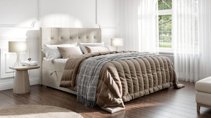 Bett Luxus Schlofzëmmer Duebelbett Textil Polster Design Miwwelen Boxspringbett