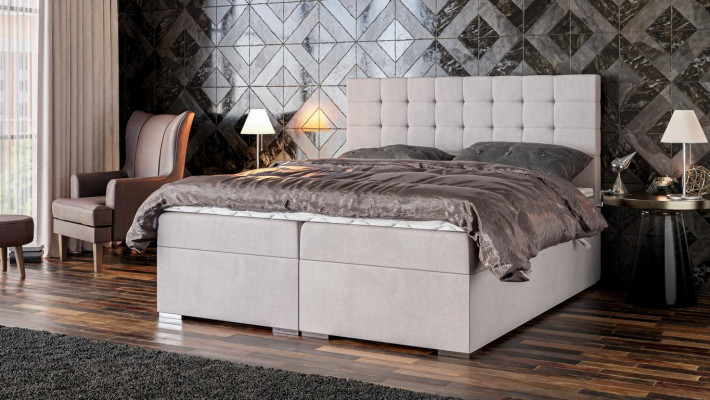 Bett Miwwelen Modern Design Doppelbett Luxus Schlofzëmmer Textil Boxspringbett