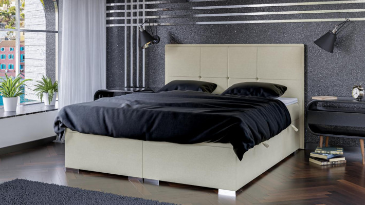 Schlofkummer Bett Polster Stoff Design Luxus Miwwelen Duebelbett Boxspringbett