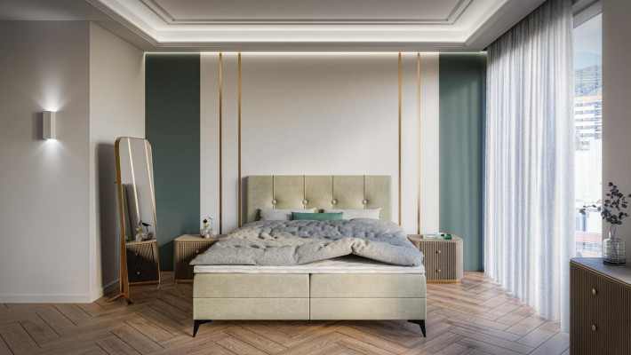 Bett Luxus Schlofkummer Polstermöbel Design Duebelbett Stoff Boxspringbett