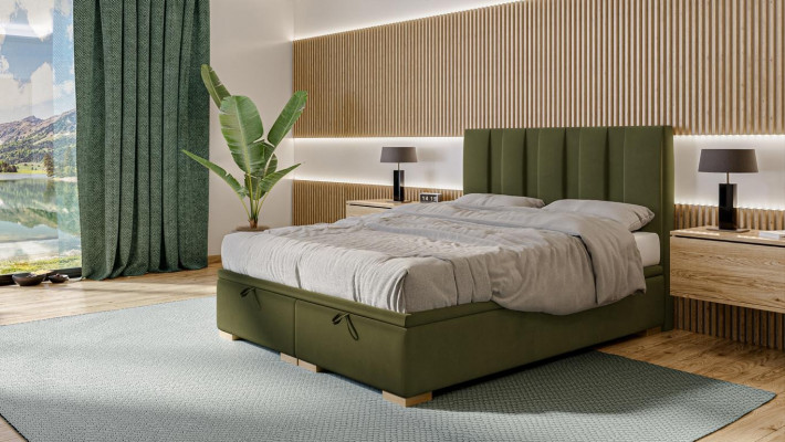 Schlofzëmmer Bett Duebelbett Modern Designer Miwwelen Gréng Polsterbett