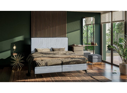 Bett Modern Duebelbett Designer Schlofzëmmer Polster Stoff Miwwelen Better