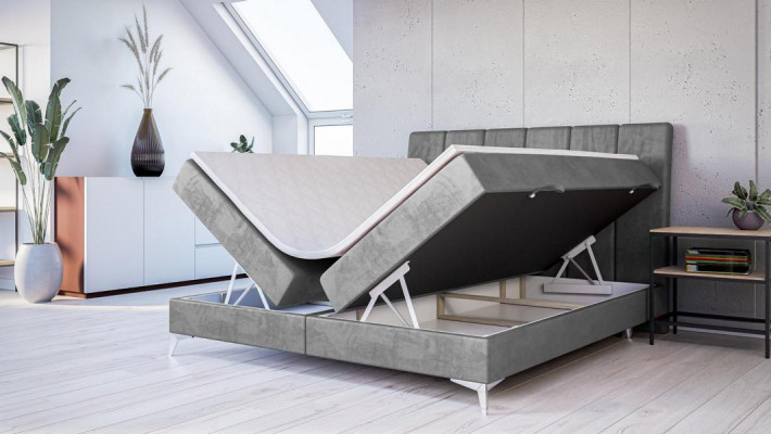 Modern Bett Schlofzëmmer Designer Duebelbett Boxspringbett Gepolstert Bett