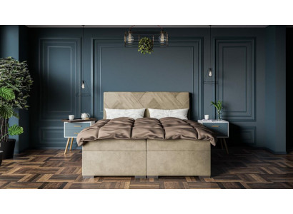 Luxus Bett Designer Schlofzëmmer Gepolstert Miwwelen Modern Duebelbett Boxspringbett