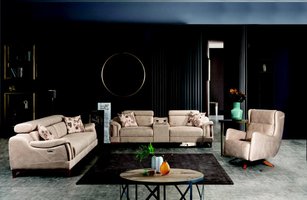 Wunnzëmmer Set 3 Stéck Luxus Sofagarnitur Dreesëtzer Sofa Canapé Modern Miwwelen