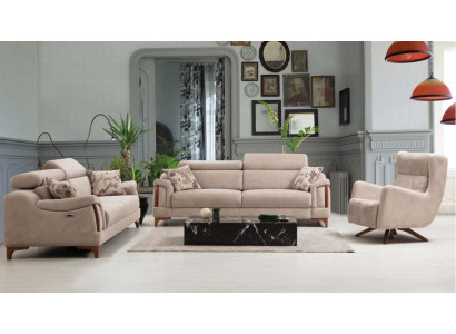 Sofa-Garnitur Wunnzëmmer Dräisëtzer Sofa Komplett Eensëtzer Fotell Textil Miwwelen