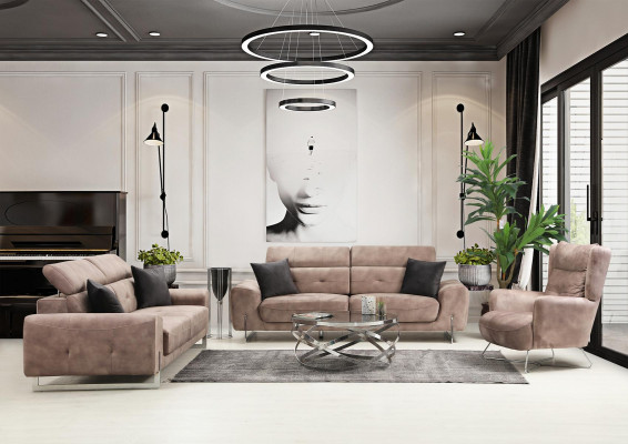 Canapé-Set Dréisëtzer Sofas Wunnzëmmer Fotell Modernen Design Textil