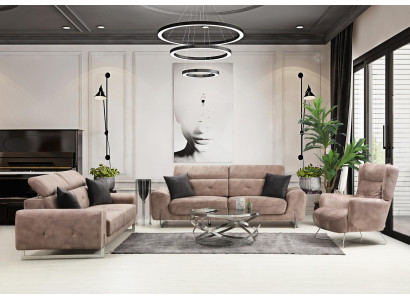 Canapé-Set Dréisëtzer Sofas Wunnzëmmer Fotell Modernen Design Textil