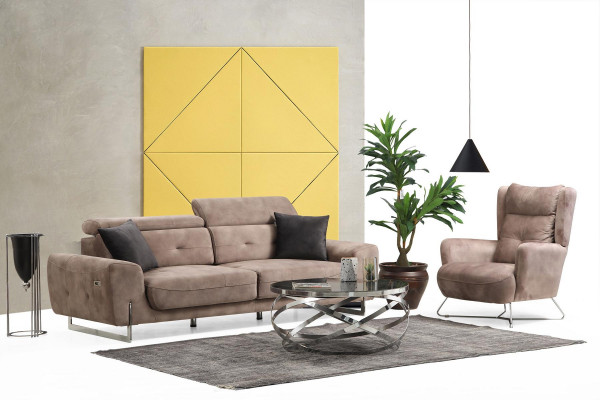 Canapé-Set Dréisëtzer Sofas Wunnzëmmer Fotell Modernen Design Textil