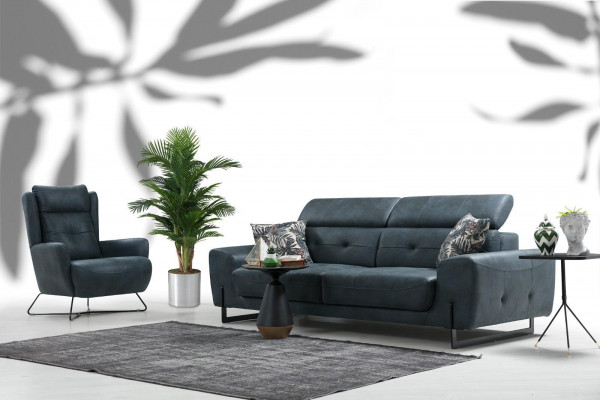 Sotzkombinatioun 2 tlg Drësëtzer Sofa Couch Wunnzëmmer Designer Sessel Textil Miwwelen