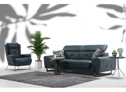Sotzkombinatioun 2 tlg Drësëtzer Sofa Couch Wunnzëmmer Designer Sessel Textil Miwwelen