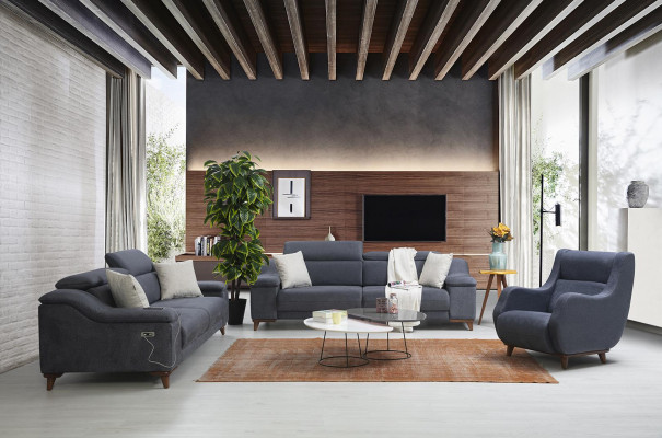 Sofagarnitur Set Komplett Modern Wunnzëmmer Textil Canapé Luxus Polstermöbel
