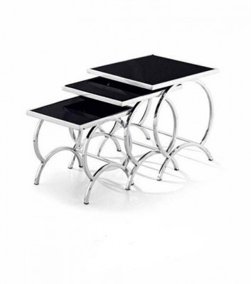Dësch Niewendësch 3x Dësch fir um Sofa Wunnzëmmer Design Edelstahl
