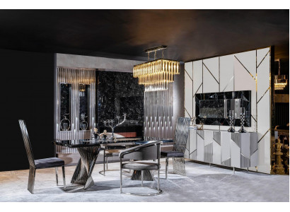 Iesszëmmer Set Iessdësch 4x Still a Kommode mat Spigel Miwwelen Nei